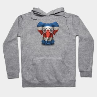 Baby Elephant with Glasses and Costa Rican Flag Hoodie